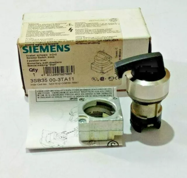 Siemens 3SB35-00-3TA11 Selector Switch Black