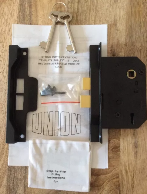 Official Union 2 lever Rebated Sash Lock 3" (78.5mm) 2 Keys - New - # 2242