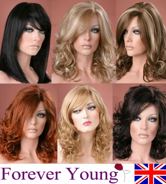 Ladies Long Blonde Hair Wig Black Brown Red Full Fashion Wig Forever Young Wigs