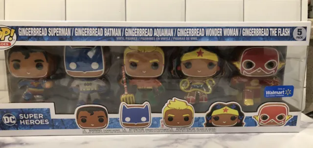 Funko Pop Dc Super Heroes Gingerbread Walmart Exclusive Set Of 5 Batman Flash