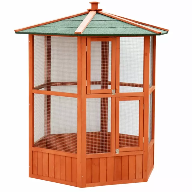 Outdoor Wooden Bird House Aviary Hexagonal House Cat Chipmunk Enclosure Cage