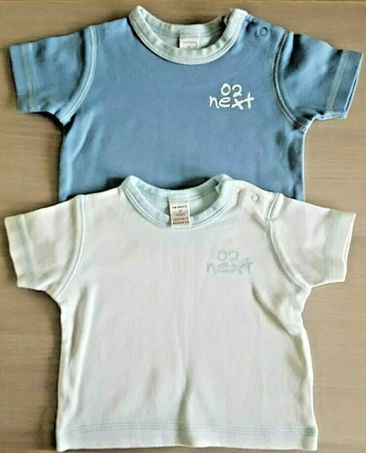 Baby Boys Next Blue and White 2 Short Sleeve T-shirts size Newborn