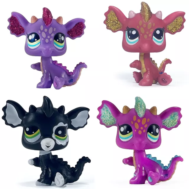 Littlest Pet Shop LPS #2484 Red #2660 Pink Glitter Dragon Collection Kid Toy