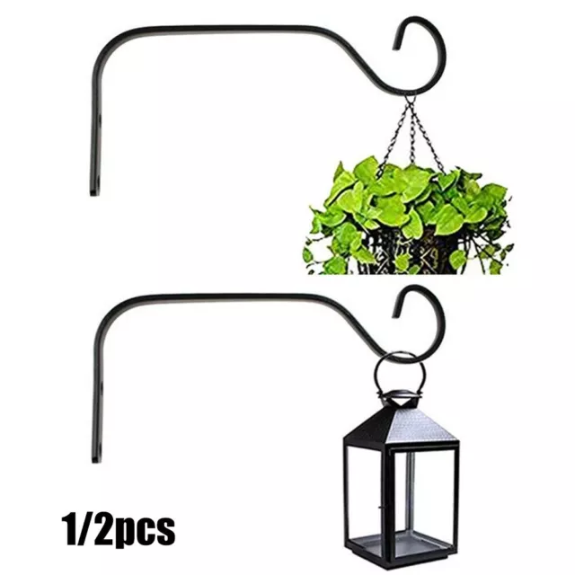 1/2PC Metal Hanging Basket Brackets Flower Pot Hook Plant Hanger Wall For Garden