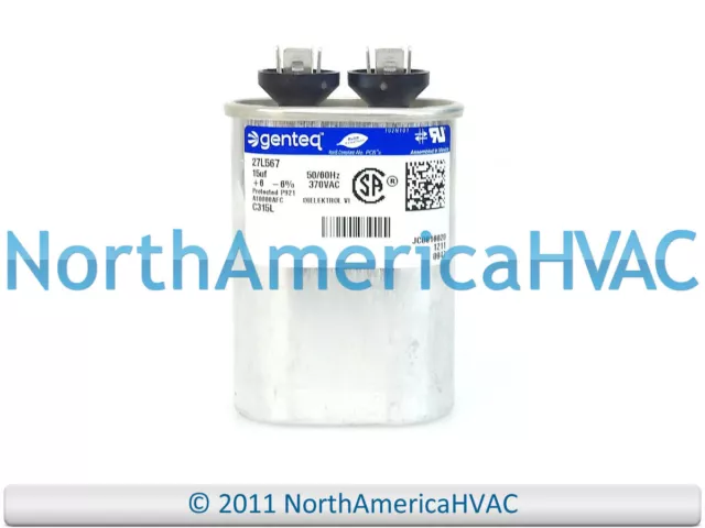 Capcom Capacitor Oval 15 uf MFD 370 Volt VAC Fits GE Genteq Z97F9004 97F9004