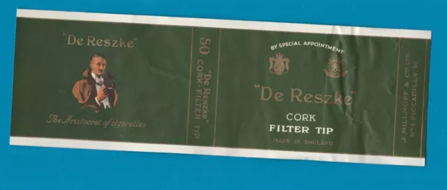 Old EMPTY cigarette packet label wrap-round-tin for 50 de Reszke Cork type2 #839