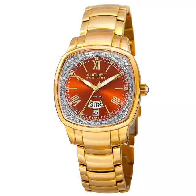 Women's August Steiner AS8193YGBR Crystal Bezel Diamond Dial Date Quartz Watch