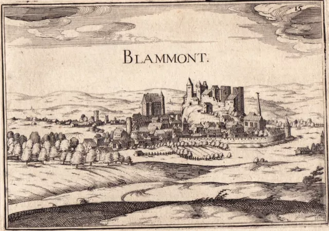 17th century engraving Blâmont Meurthe et Moselle Christophe Tassin 1634