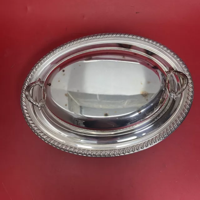 VINTAGE 12" Silver Plate Oval Covered Serving Dish with Lid 2