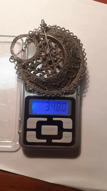 Broche ancienne orientale en Argent Massif Poinçon au Crabe 34 gr