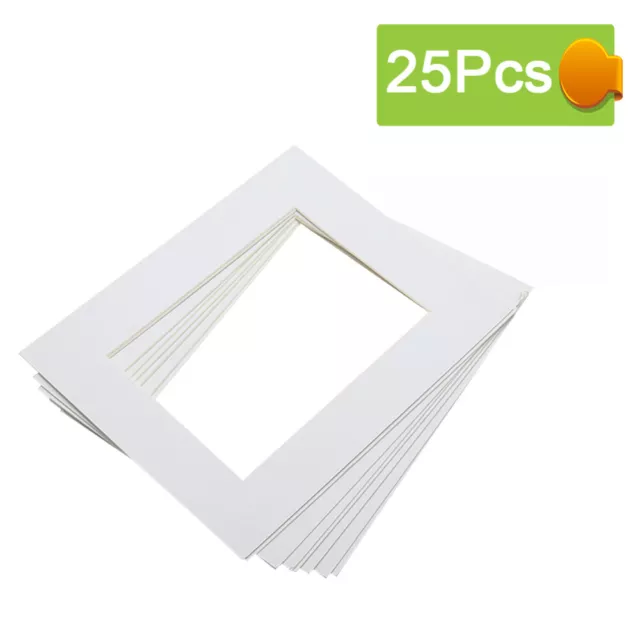 25 Pcs Photo Frame Border Mats White Picture Frames Rectangle