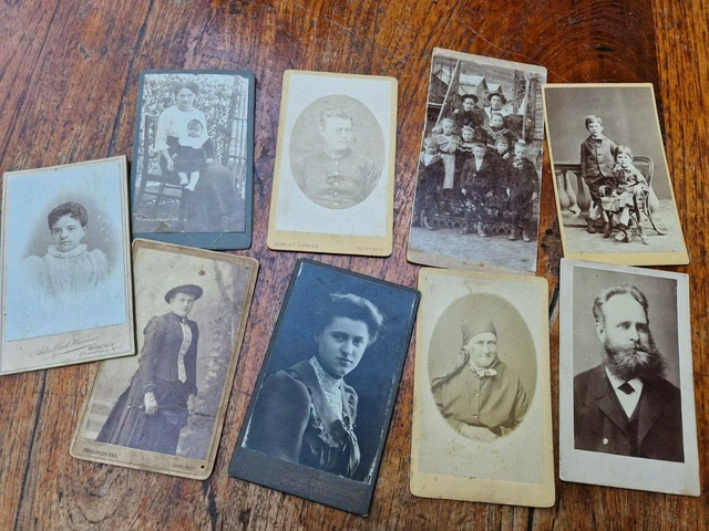 Konvolut 9 Fotos Portrait  CdV feine Damen Herren Offizier & Familie um 1890