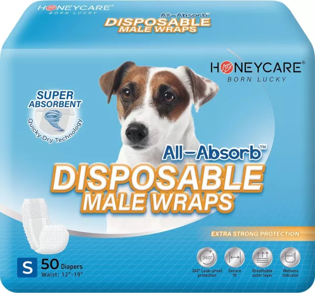 50 Pack Waist Disposable Dog Diapers Male Wraps Belly Bands Pet Soft(Small Size)