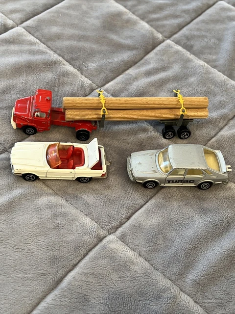 Lot De 5 Camions Majorette Bernard Avec Rails Et Route - Édition Vintage Fabriquée En France