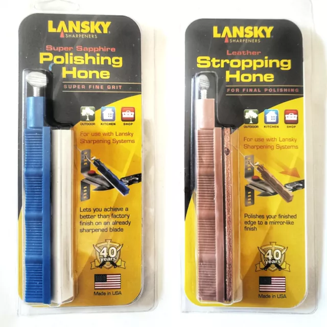 Lansky Sharpeners Super Sapphire Polishing Hone & Leather Stropping Hone NEW