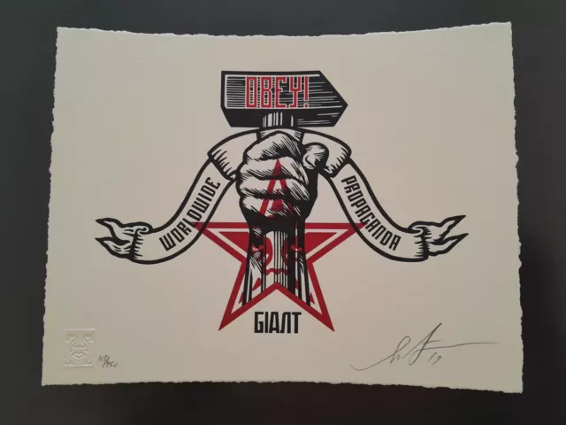 Shepard Fairey HAMMER & FIST signed Print Obey Giant Poster Letterpress