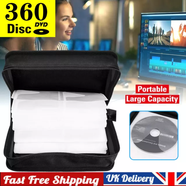 360 CDs Car Disc Storage Bag DVD Large Capacity Zipper Wallet Binder Sleeve UK