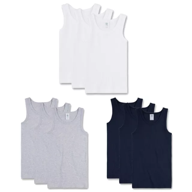 Sanetta Boy's Undershirt 3er Pack - Shirt Without Sleeves, Tank Top, Art Basic,