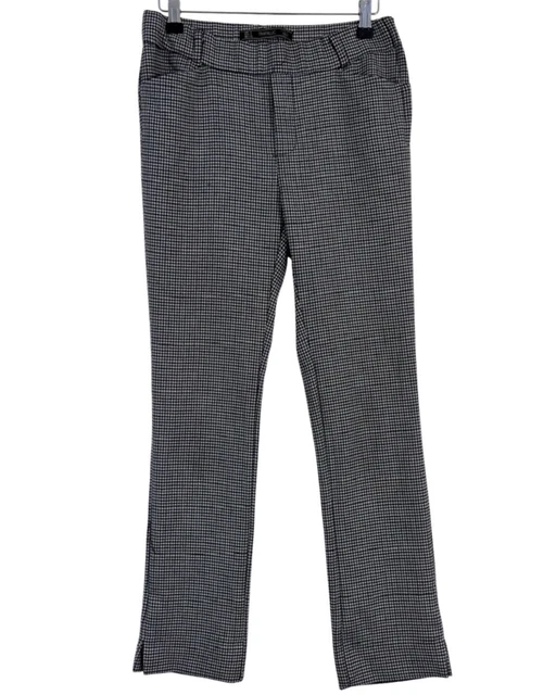 ZARA check tweed houndstooth stretch straight leg trousers size S 8 10