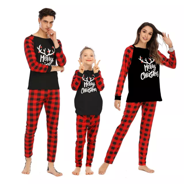 Christmas ELK Pyjamas PJ Xmas Family Matching Party Nightwear Adult Kid UK Stock 2