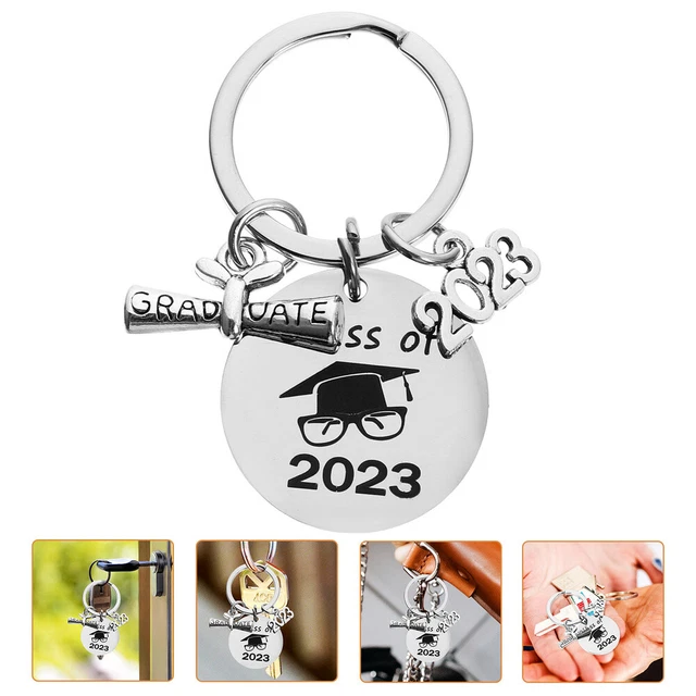 2 PCS Trousseau Académique Porte-clés En Métal Pendentif En Acier Inoxydable 9