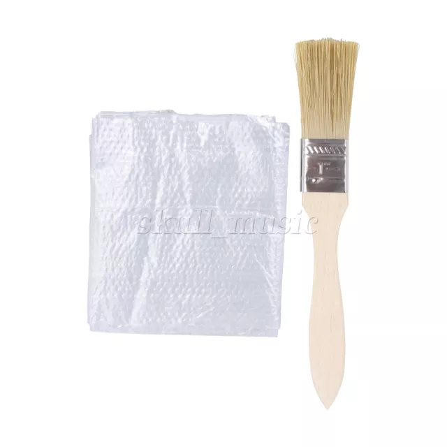 2 Pieces Thicken Wood Handle Paint Brush 1" w/ Transparent Plastic Apron 35"