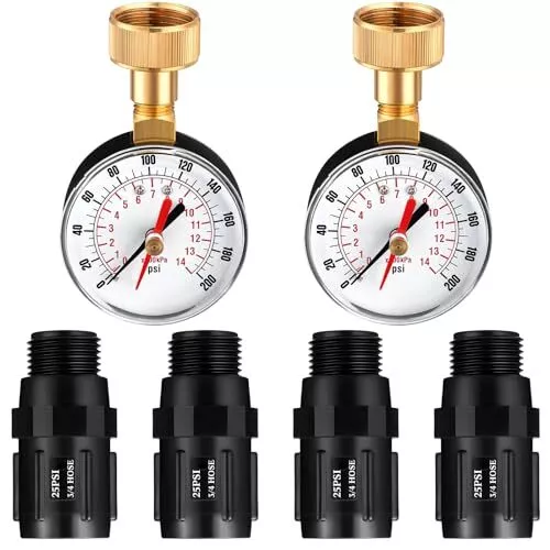 2 Pcs 2.5 Inch Dial Pressure Gauge 0-200psi/kpa Water Pressure Test Gauge wit...