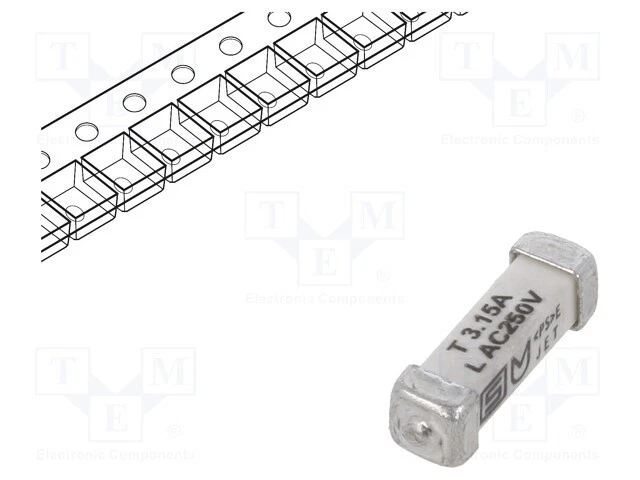 250VAC SMD 3,15A 125VDC Sécurité : Schmelz Céramique Fusible