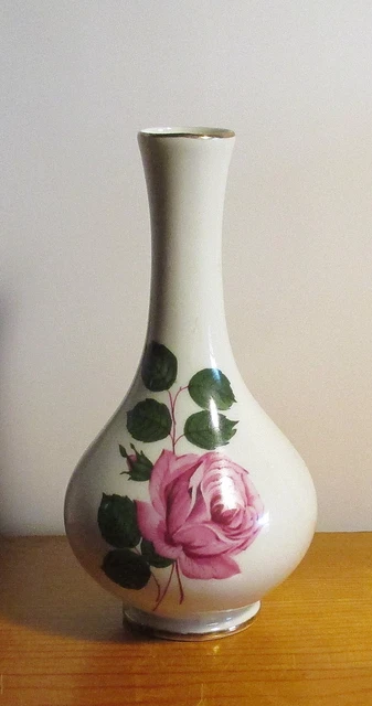 Vintage VASE ROSE PATTERN BY ROYAL PORZELLAN BAVARIA GERMANY SIZE 6.5"TALL