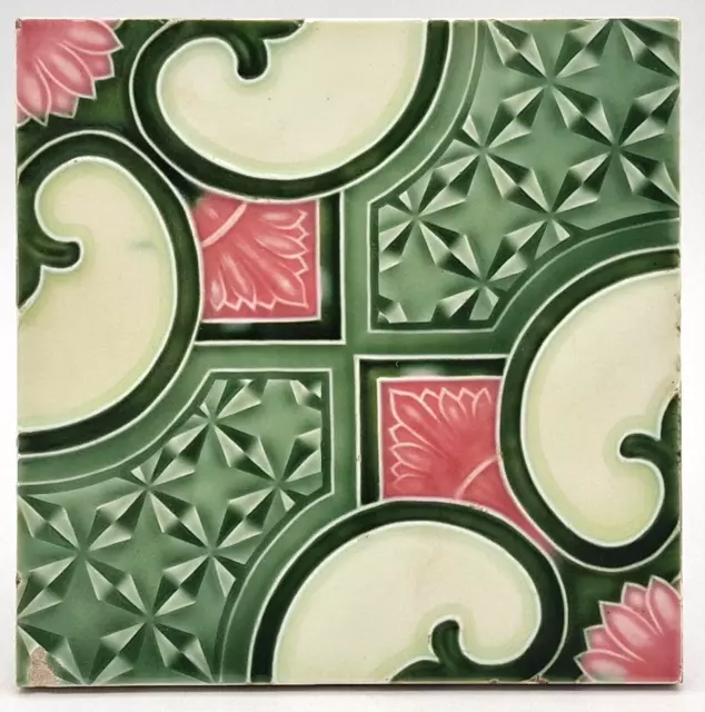 Art Nouveau Majolica Tile Made in Japan By Haruzo Saji Tileworks AE4