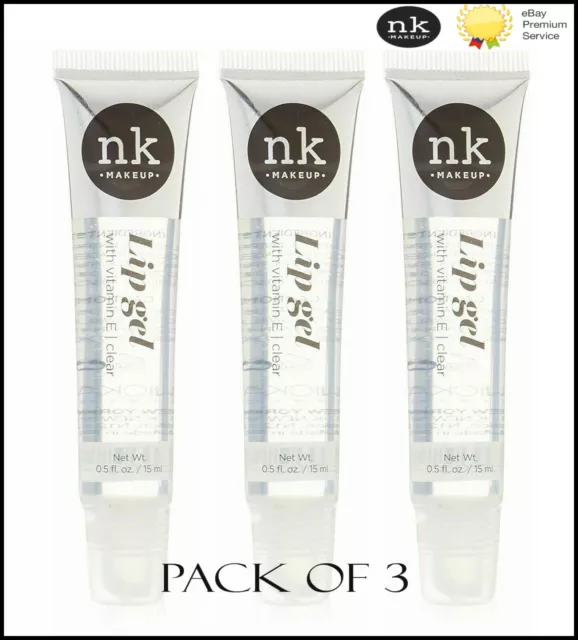 NK Makeup Clear Lip Gel Lip Gloss with Vitamin E (Pack of 3)