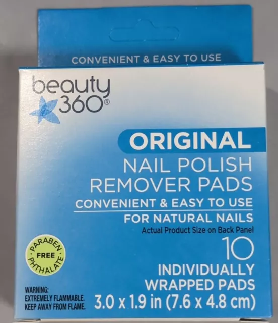 Beauty 360 Original Nail Polish Remover Pads - 10 Indv. Wrapped Pads