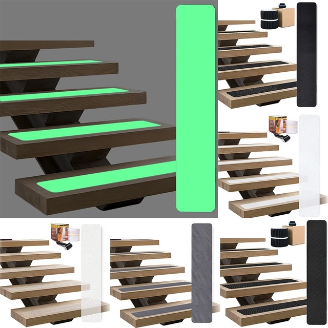 Almohadillas antideslizantes para escaleras transparentes luminosas y de forma ovalada