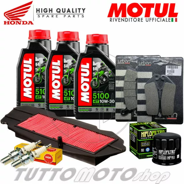 Kit Tagliando Honda Sw-T 400 2009 2010 Olio Motul 10W30 Pastiglie Filtri Candele