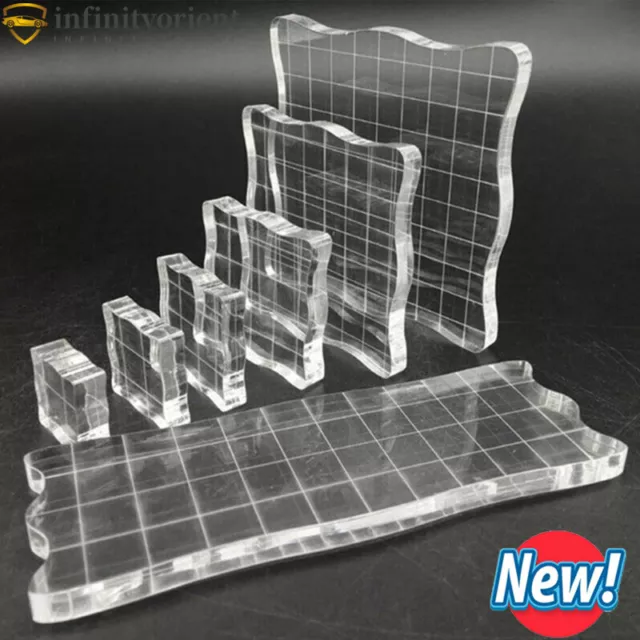 7Pcs Transparent Acrylic Clear Stamp Block Pad DIY Scrapbooking Handmade Tool