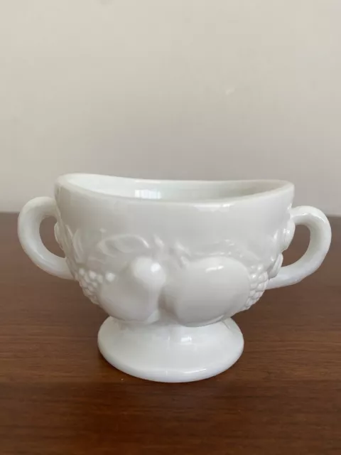 Westmoreland Glass Company Milk Glass Della Robbia open sugar bowl Vintage 1950s