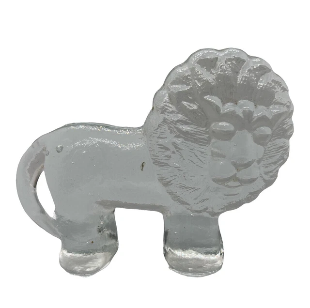 VINTAGE KOSTA BODA Art Glass Lion Figurine Designed by Bertil Vallien