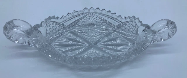 American Brilliant Period Vintage Cut Glass Dish Bowl 9"  Sawtooth edges