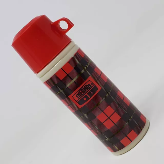 Vintage 1970's Avon Thermos Red & Black Plaid Wild Country EMPTY BOTTLE