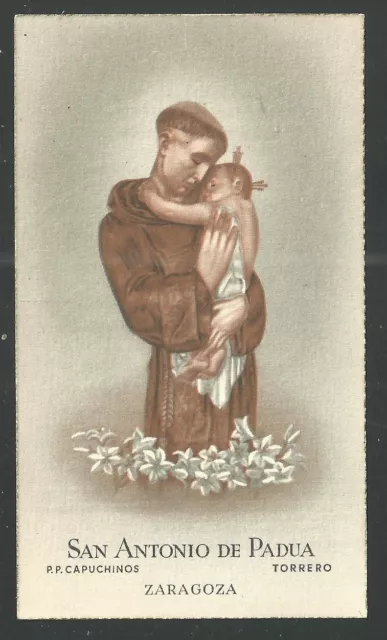 Estampa antigua de San Antonio de Padua santino holy card image pieuse