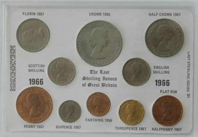 Farewell to the £sd System Pre-Decimal 10 Coins Crown Coin Gift Set - 1956 1/4D