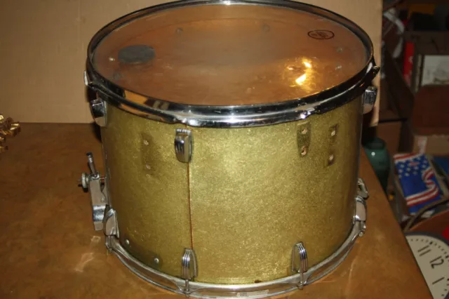 Vintage Ludwig Classic Gold Sparkle 16x12 Marching Snare Drum- Parts or Repair