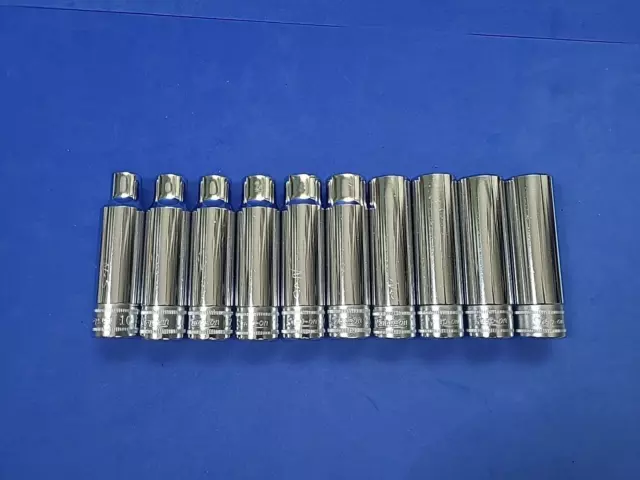 Snap-on 1/2" Drive Metric Deep Well Socket Set 10-19MM  (10 Piece)