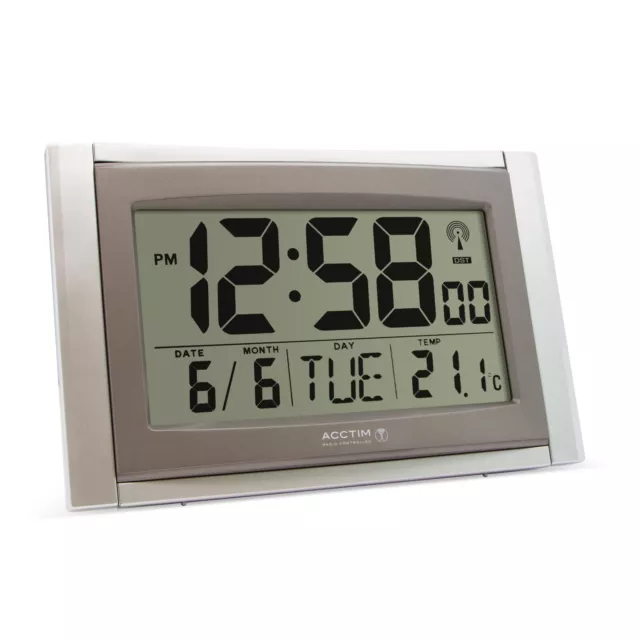 Acctim Stratus Digital Wall / Desk Clock Radio Controlled Tabletop LCD 3