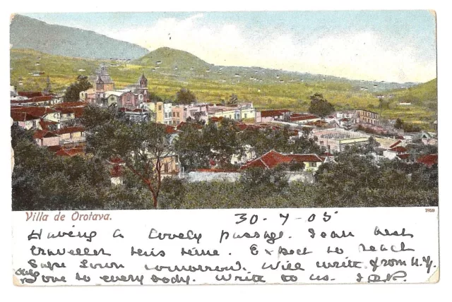3167.-STA CRUZ DE TENERIFE -Villa de Orotava  (Postal Sin División)(1905)