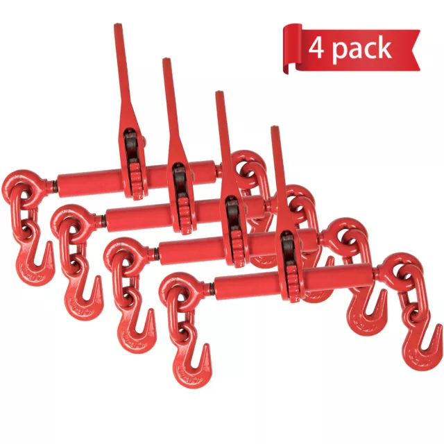 4 Piece  1/4 In-5/16in Ratchet Chain Load Binder  Flatbed Truck Trailer Tie Down