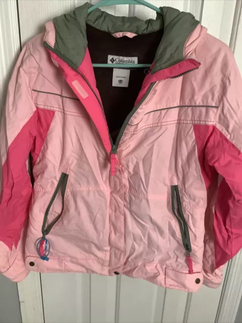 COLUMBIA Girls Winter Anorak Jacket Coat- Size 14/16 - PINK - Full Zip Pockets