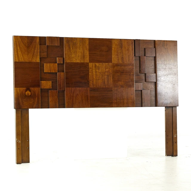 Lane Staccato Mid Century Walnut Brutalist Queen Headboard