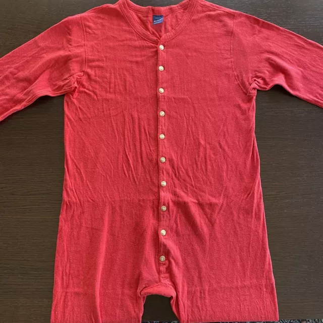 Vintage Duofold Thermal Pajama Mens XL Red Made in USA Great Condition