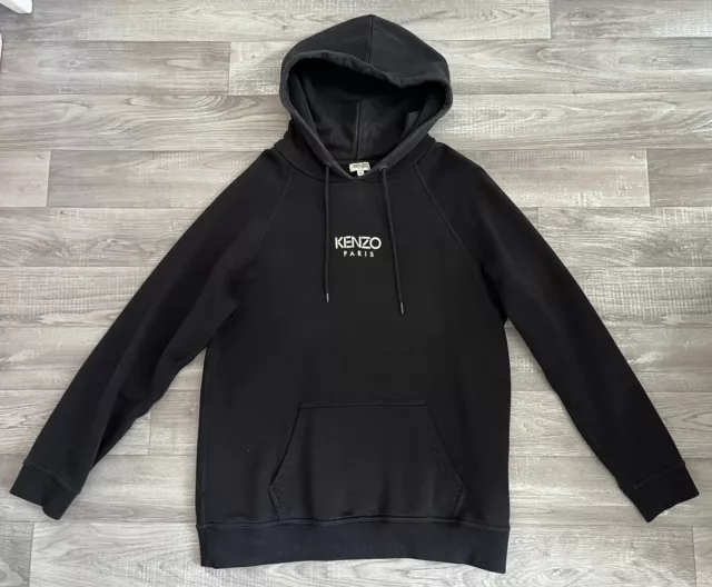 KENZO Black Printed French Cotton Terry Hoodie Size M 2